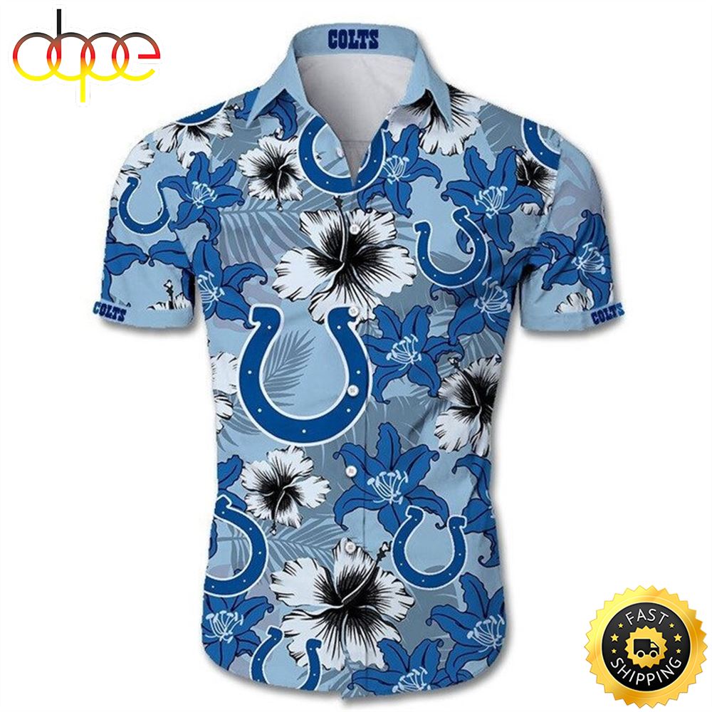 NFL Indianapolis Colts Flower Blue Hawaiian Shirt