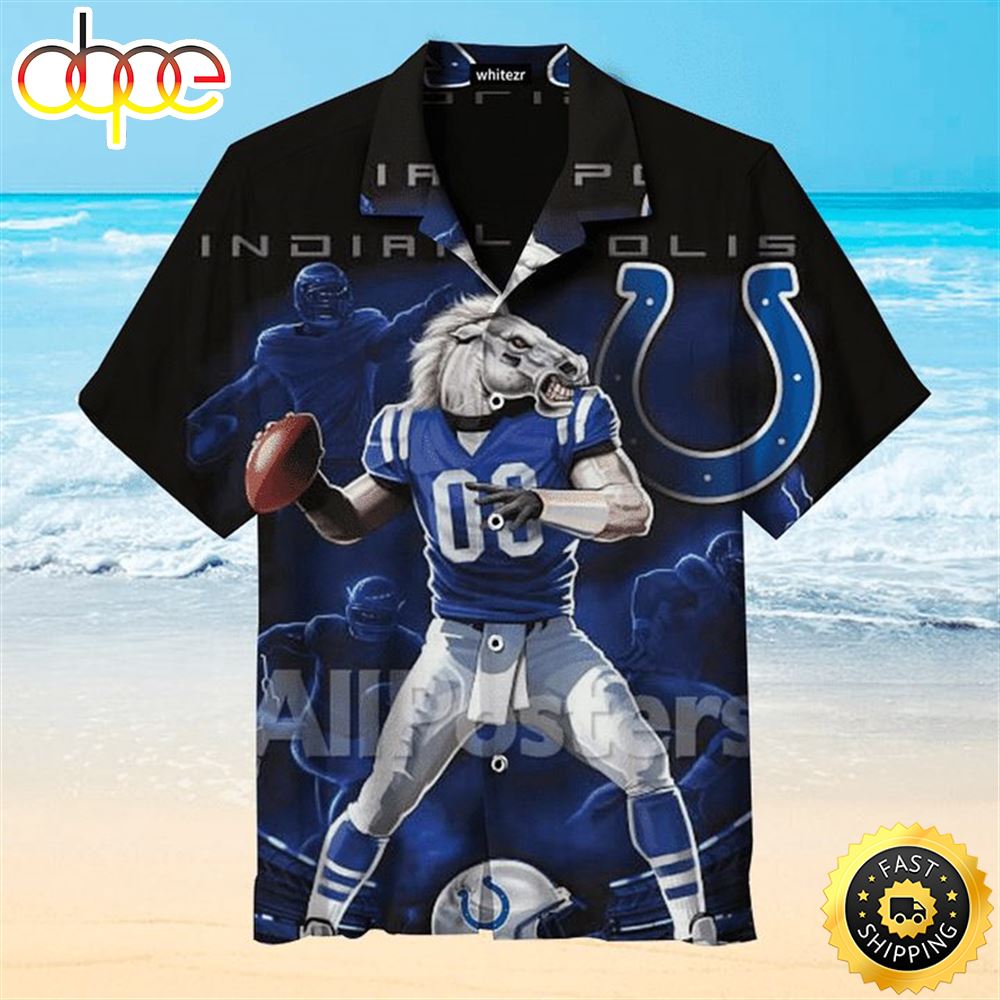 NFL Indianapolis Colts Mascot Blue Hawaiian Shirt