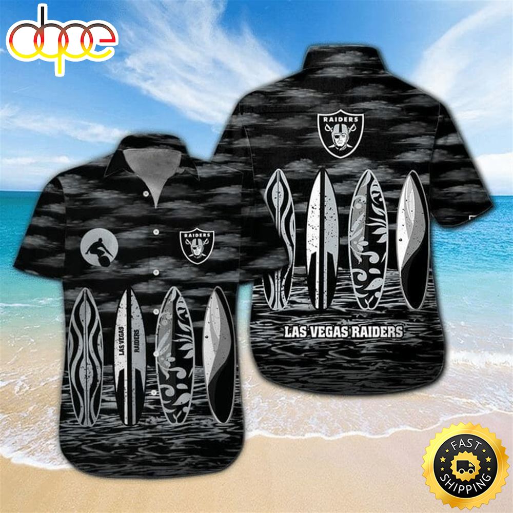 NFL Las Vegas Raiders Black Silver Hawaiian Shirt