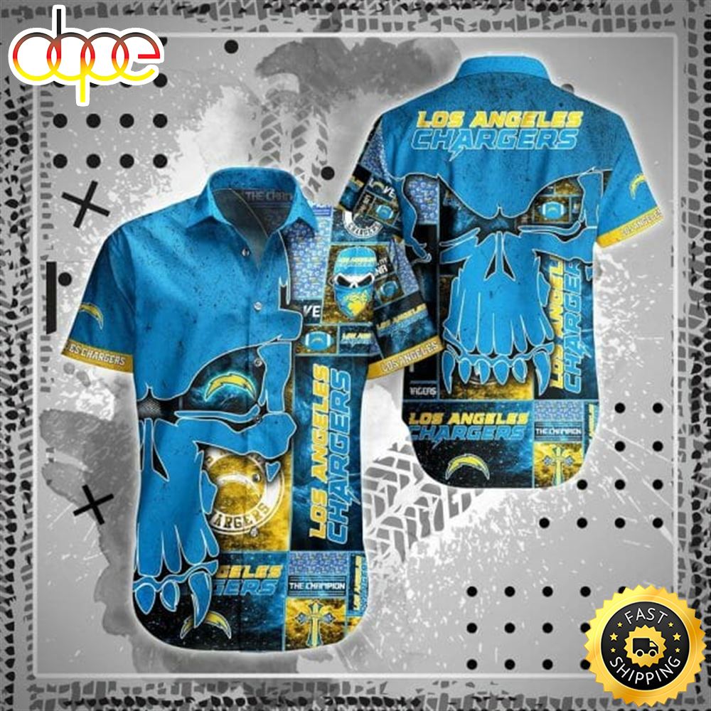 NFL Los Angeles Chargers Blue Punisher Skull Hawaiian Shirt