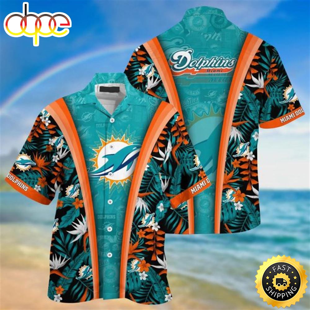 NFL Miami Dolphins Aqua Black Hawaiian Shirt
