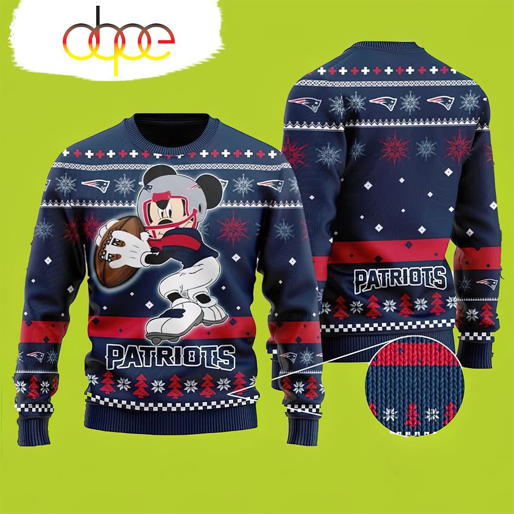 NFL Mickey Mouse New England Patriots Christmas Sweater