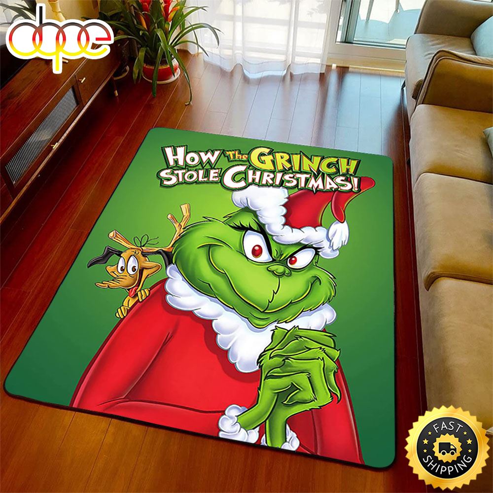 Navidad Grinch Carpet Living Room Merry Christmas 2022 Grinch Rug