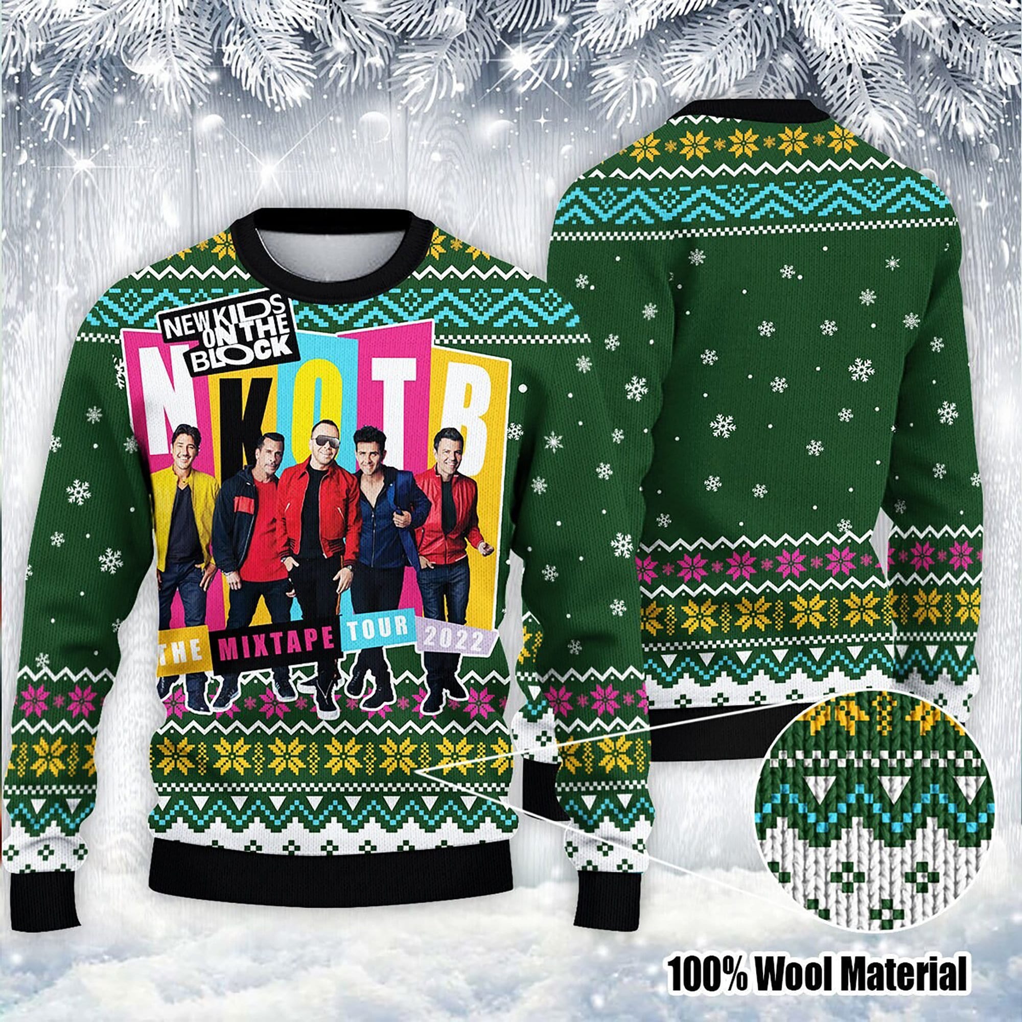 New Kids On The Block Mix Tape Tour 2022 Knitted Ugly Christmas Sweater 1