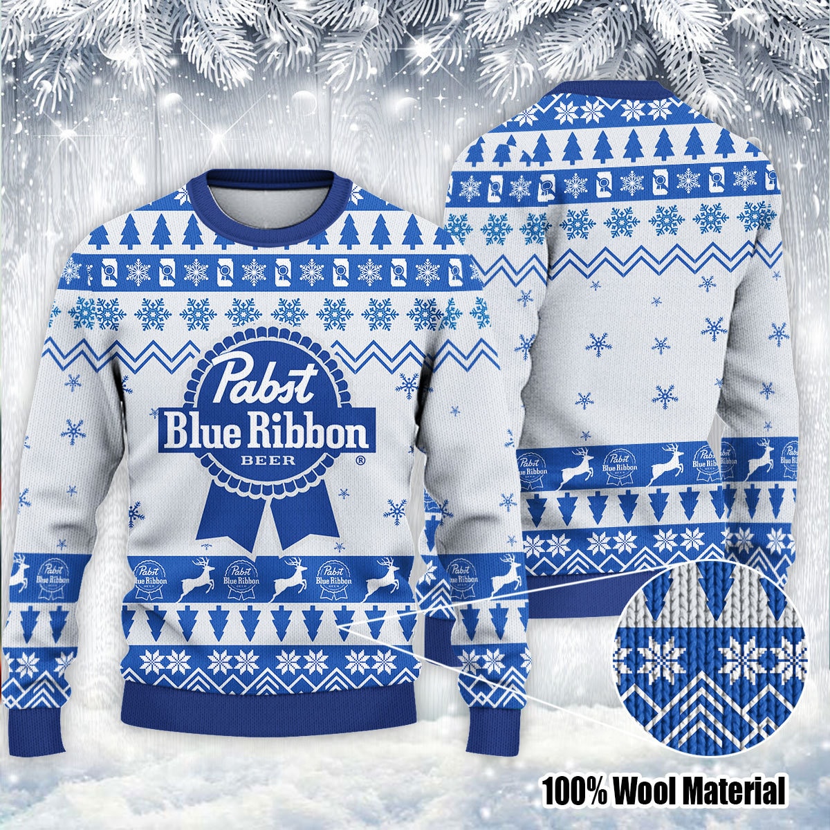 Pabst Blue Ribbon Christmas Ugly Sweater 1