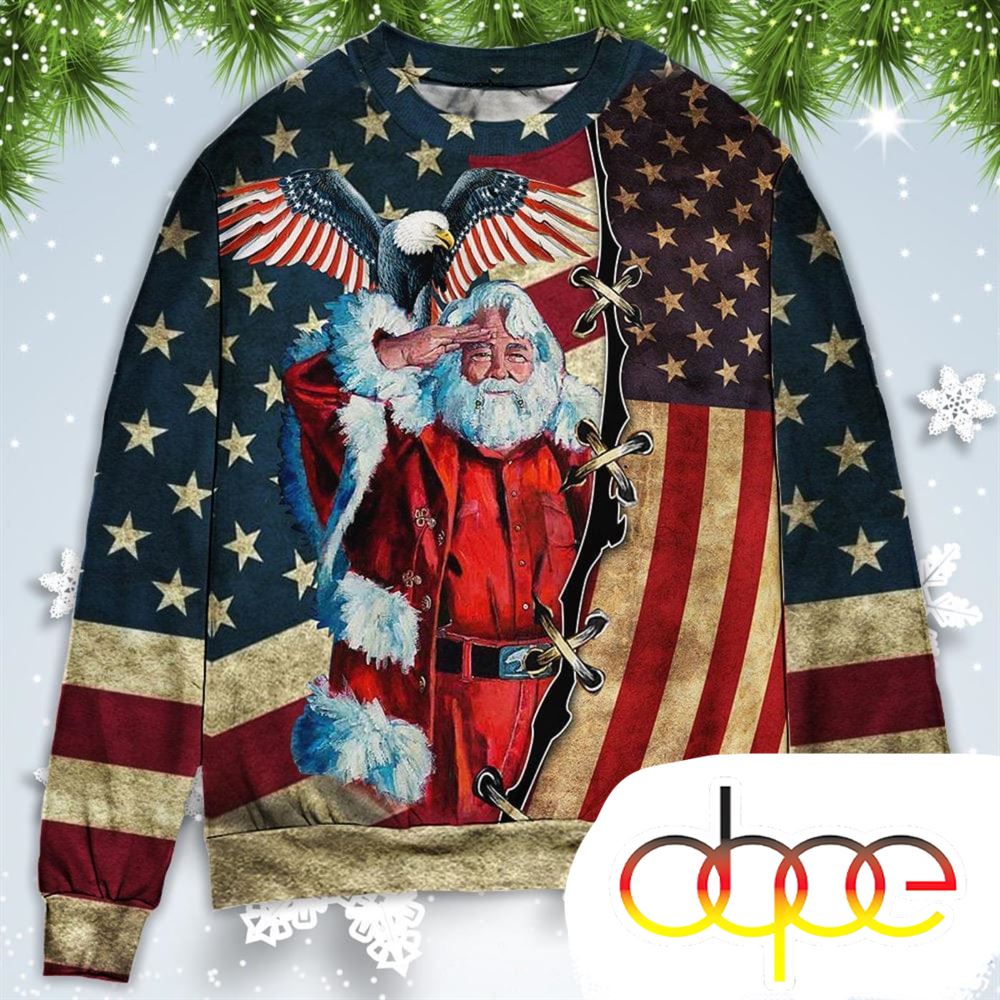 Patriot Santa Claus Christmas Sweatshirt Sweater