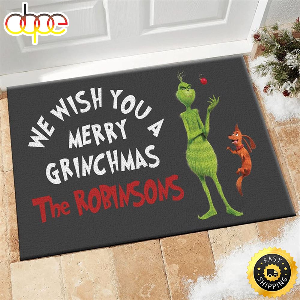 Personalised Name Doormat We Wish You A Merry Grinchmas The Grinch Christmas Rug