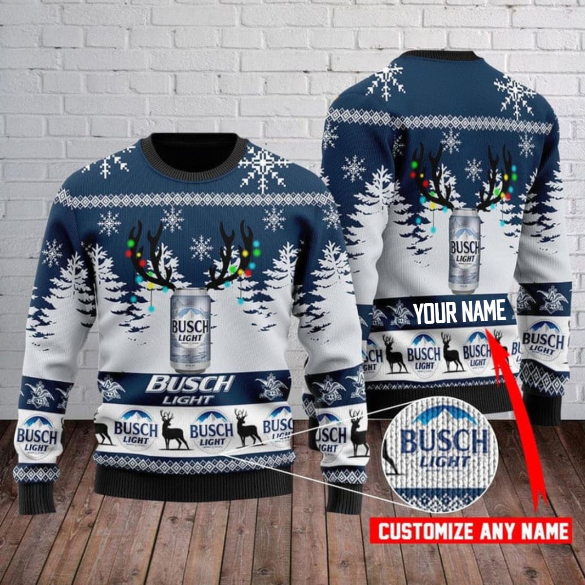 Personalized Custom Ugly Christmas Busch Light Sweater 1