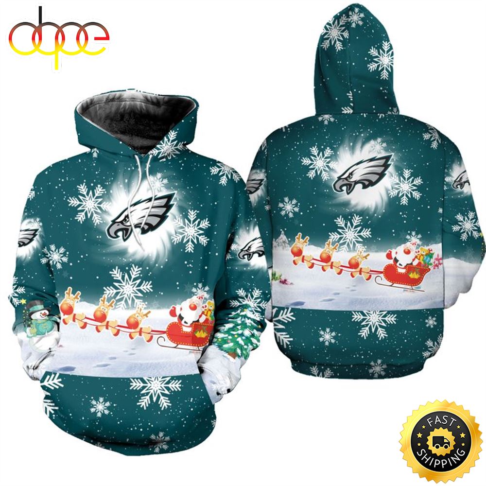 Philadelphia Eagles Christmas Pattern Football NFL All Over Print Hoodie Shirt