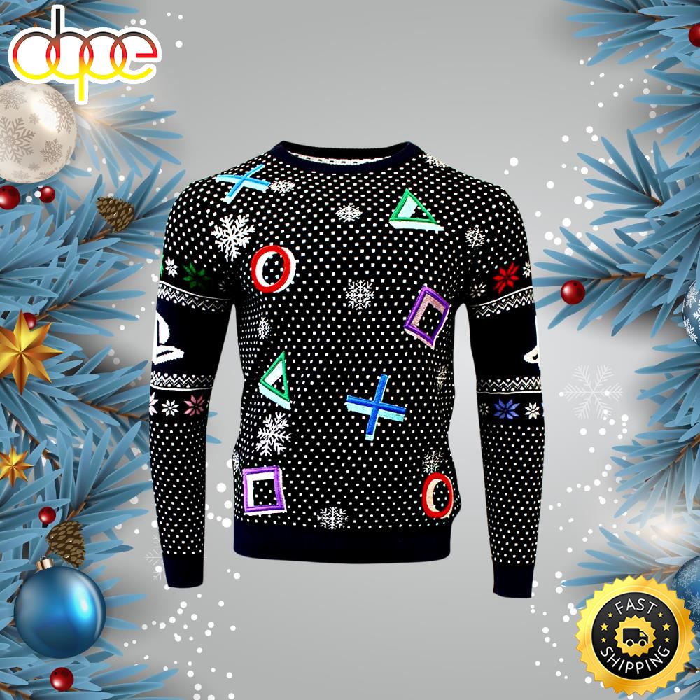 PlayStation Symbols Black Ugly Christmas Sweater