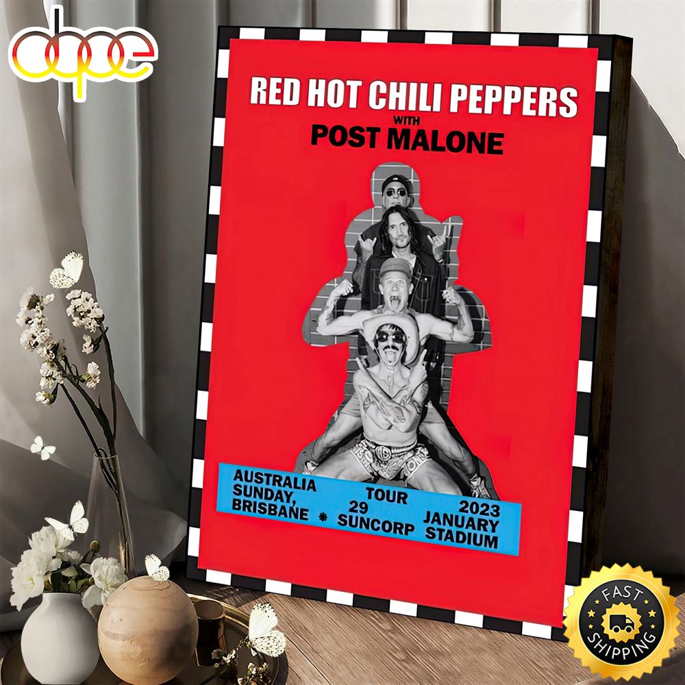 Red Hot Chili Peppers Tour 2023 Brackground Red Canvas Poster