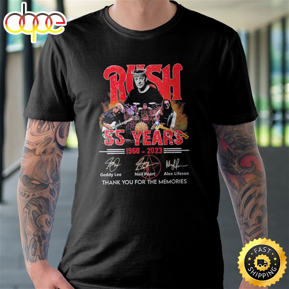 Rock Canada Rush 55 Years 1968 2023 Thank You For The Memories Signatures Unisex T Shirt