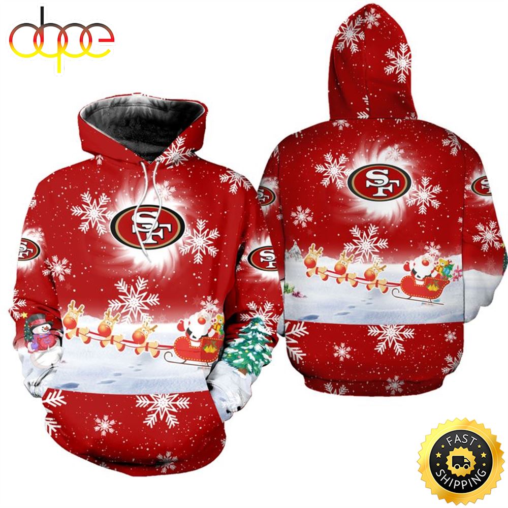 San Francisco 49ers Christmas Pattern Football NFL All Over Print Hoodie Shirt