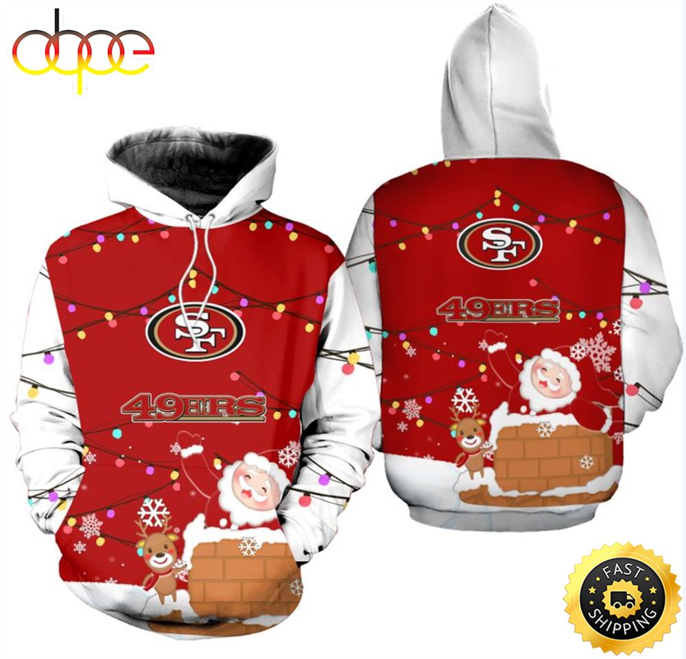 San Francisco 49ers Christmas Pattern Snowman NFL All Over Print Hoodie Shirt