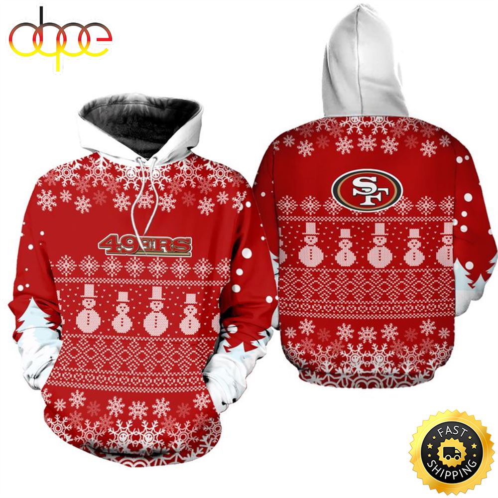 San Francisco 49ers Christmas Pine Football NFL All Over Print Hoodie Shirt