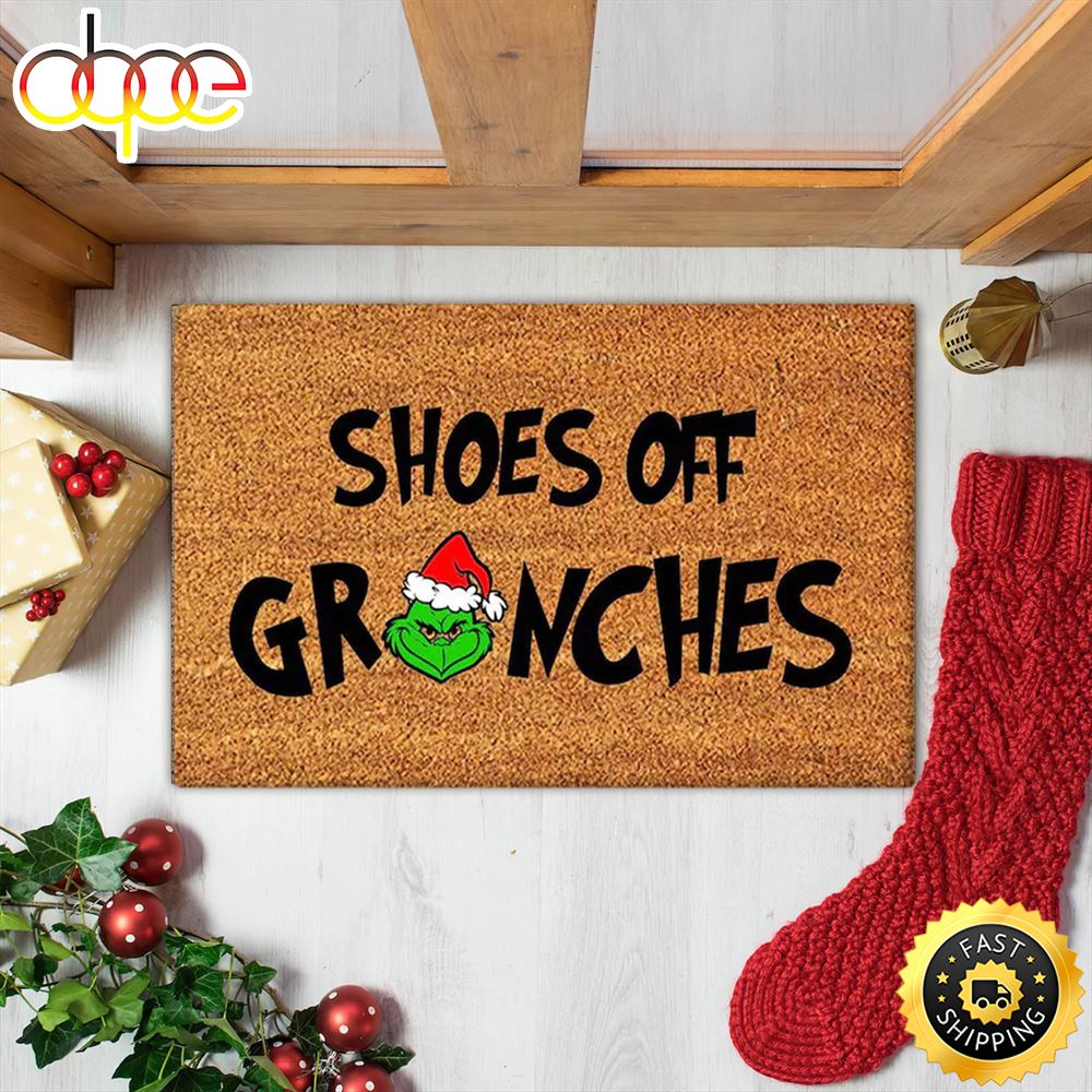 Shoes Off Grinches Christmas Doormat