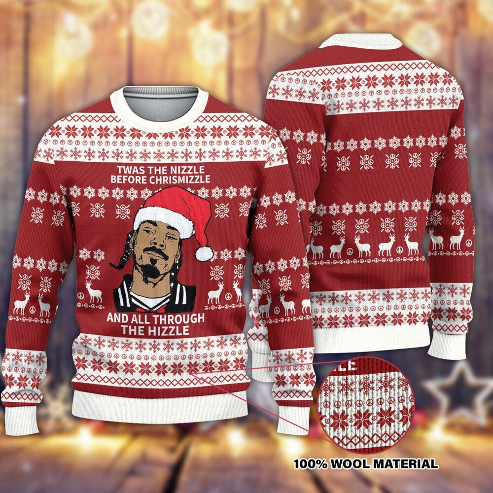 Snoop Dogg Twas The Nizzle Before Christmizzle Christmas Ugly Sweater 1