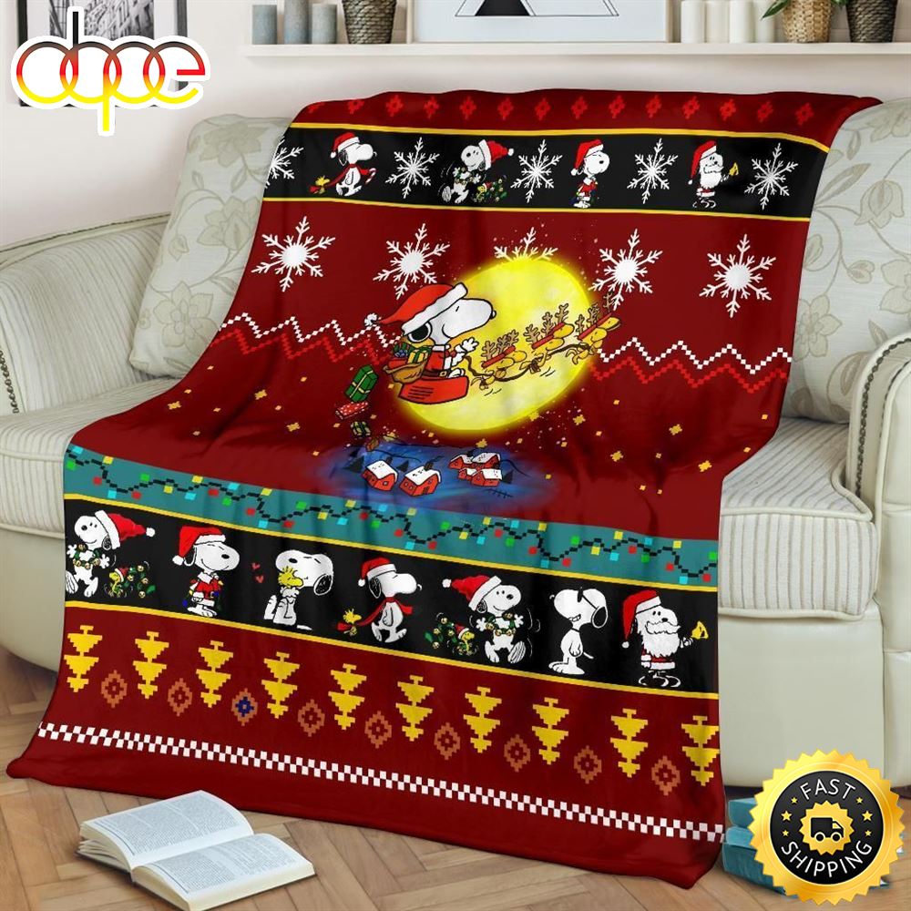 Snoopy Red Christmas Gift For Fan Blanket Christmas Snoopy