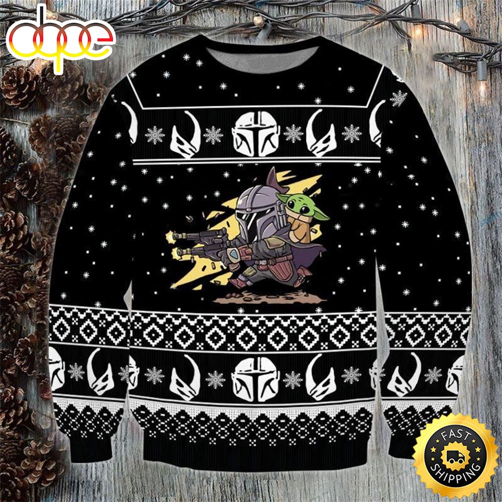 Star Wars Pew Pew Baby Yoda Ugly Marvel Christmas Sweater