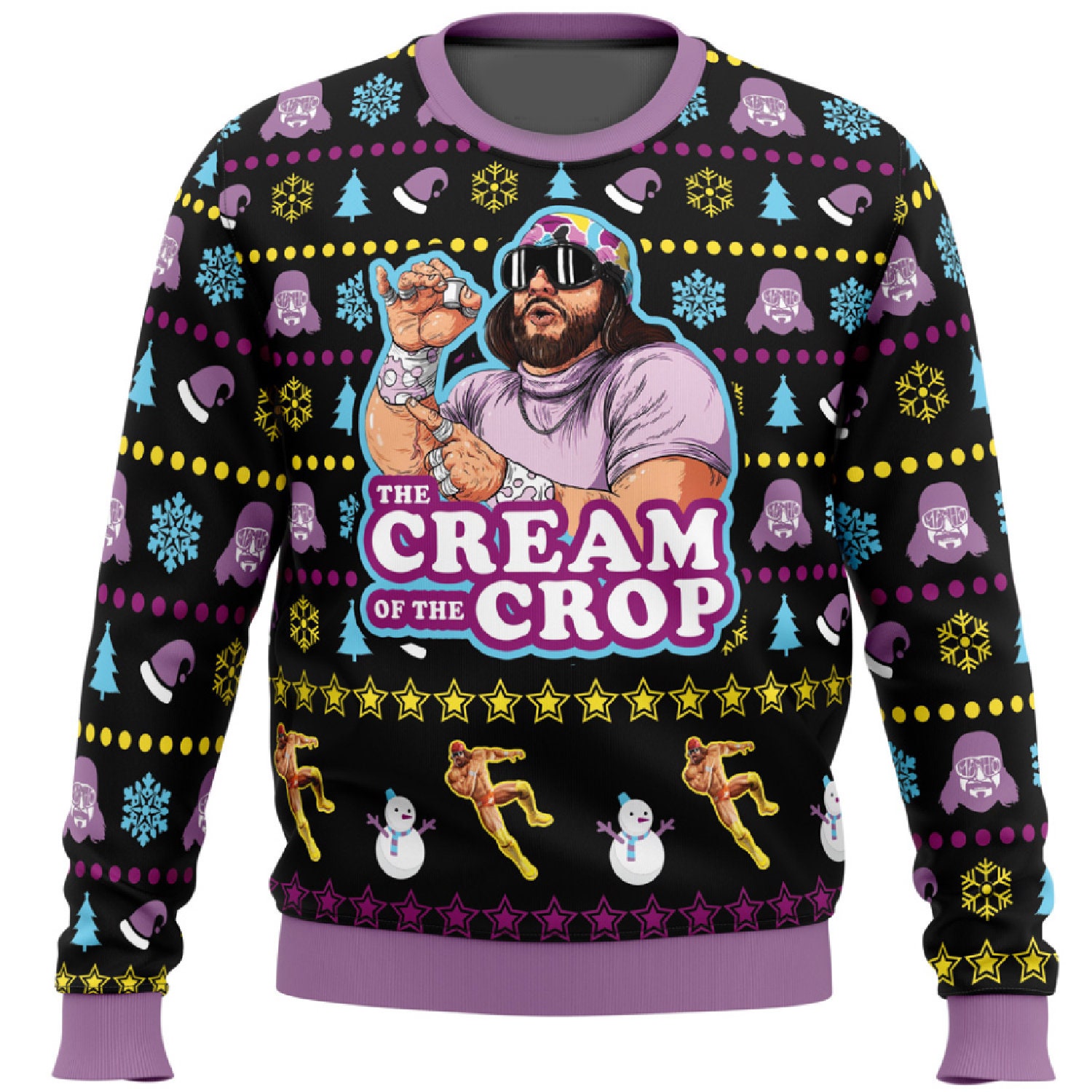 The Cream Of Crop Macho Man Randy Savage Pro Wrestling Ugly Christmas Sweater 1