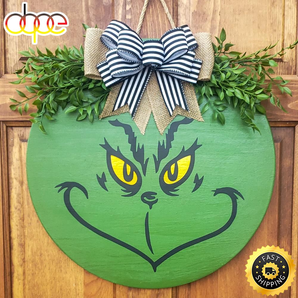 The Grinch Face Green Merry Christmas 2022 Grinch Merry Christmas Sign