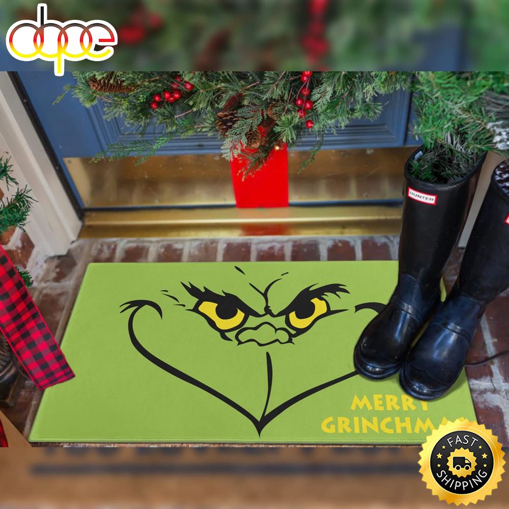 The Grinch Face Grinch Movie Christmas 2022 Grinch Christmas Doormat