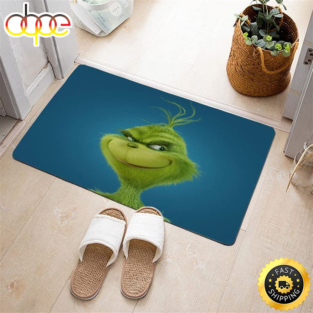 The Grinch Whoville Christmas On Green Background Grinch Christmas Doormat