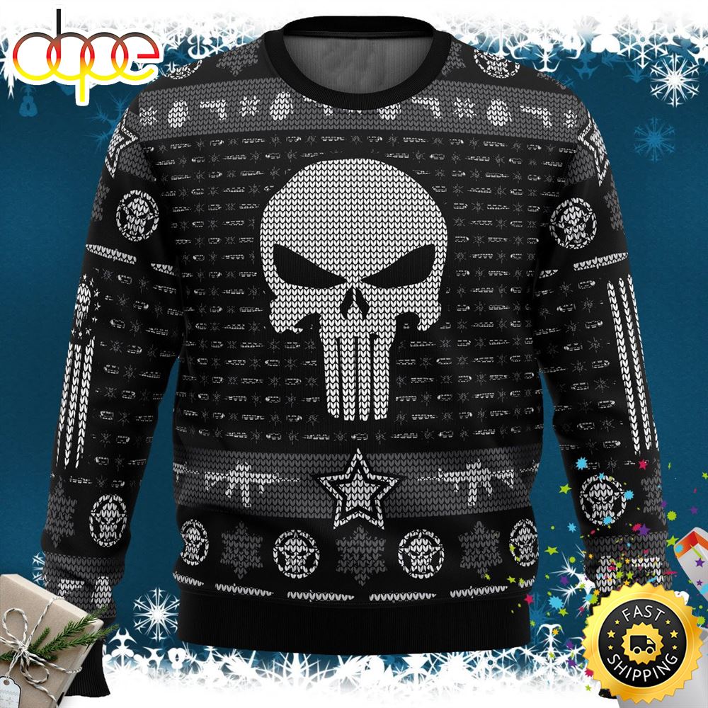 The Punisher Skull Marvel Ugly Christmas Sweater 3D