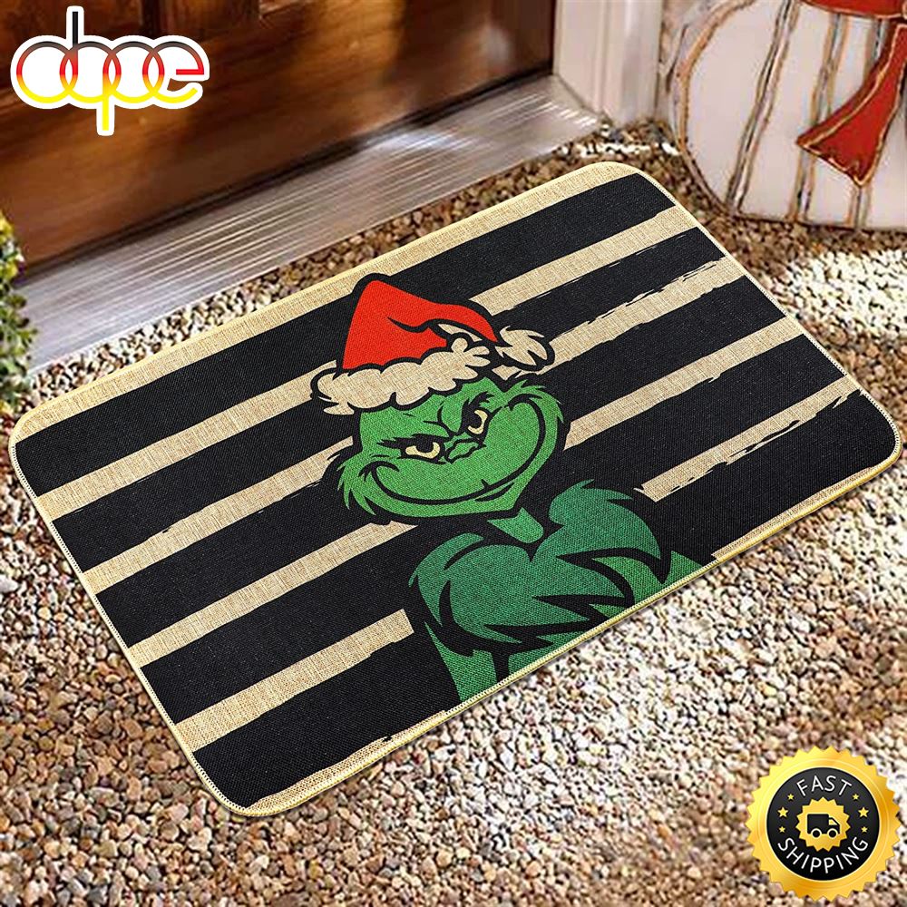 Ugly Grinch Christmas Doormat