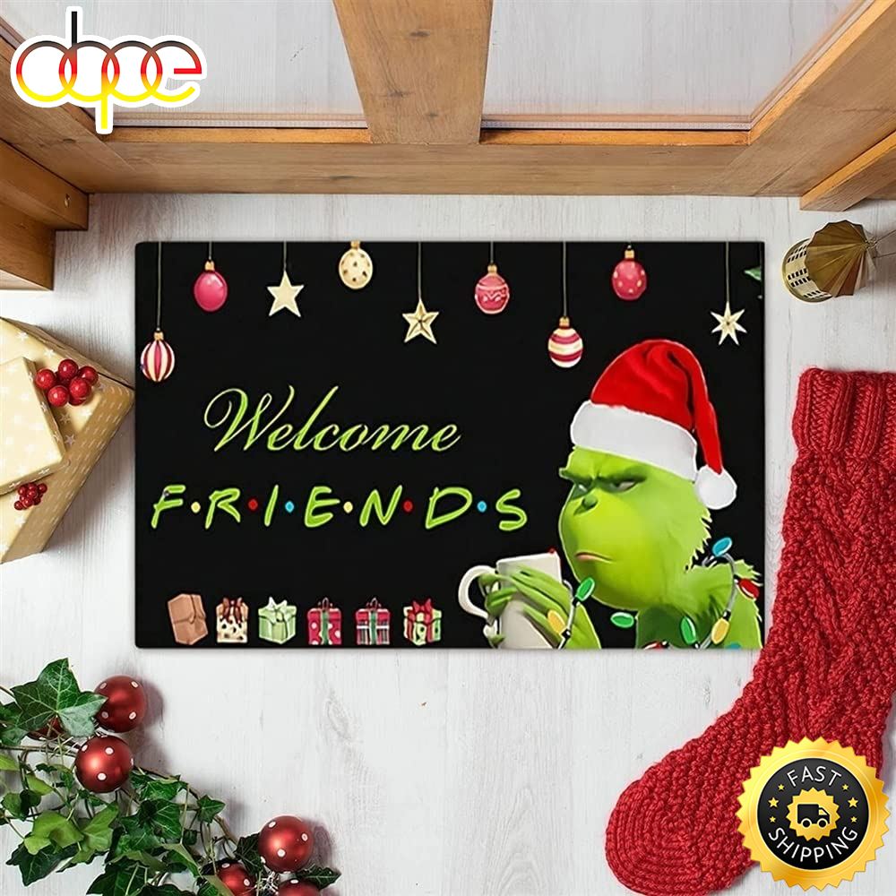 Welcome Friends Grinch Doormat Christmas Area Rug
