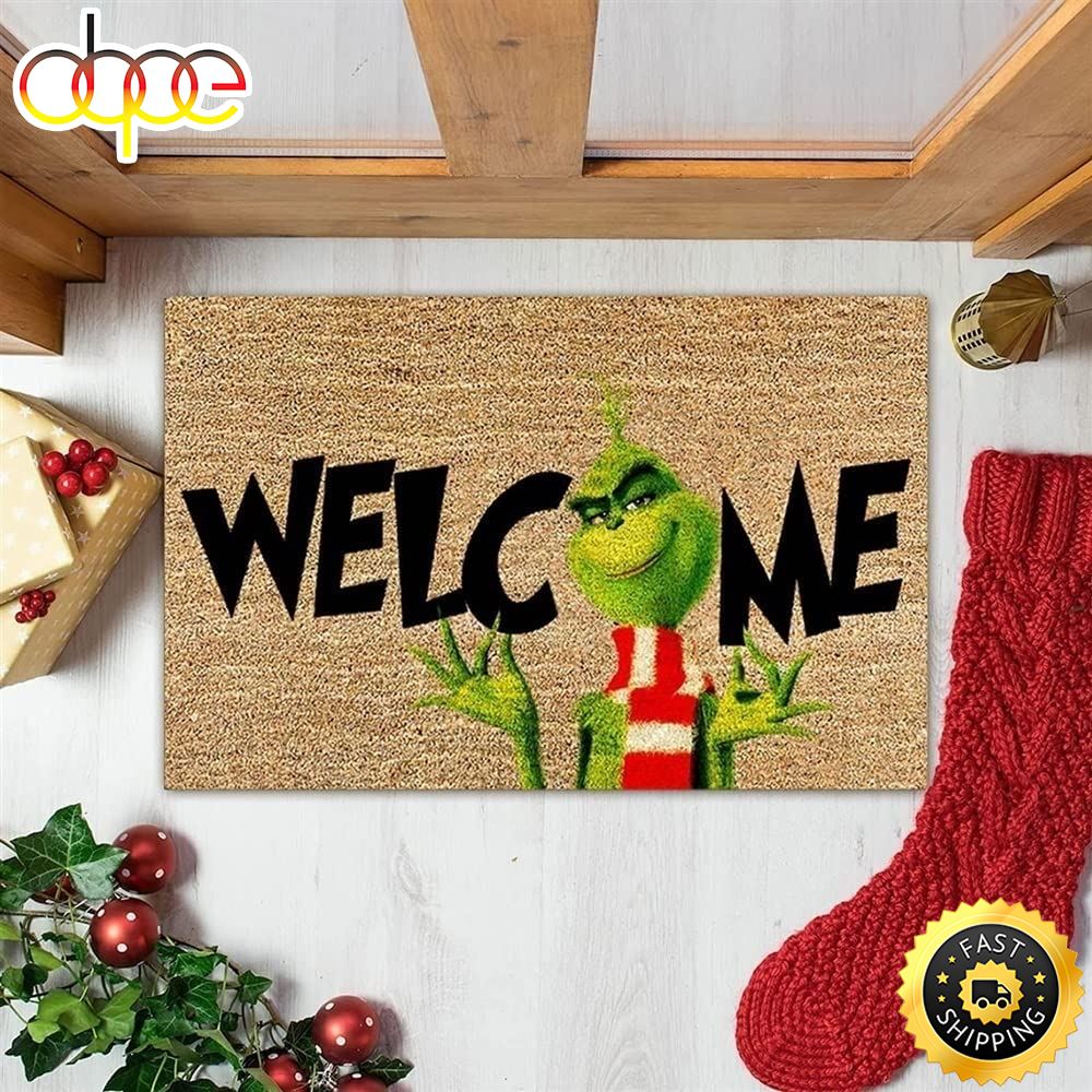 Welcome Grinch Doormat Christmas Area Rug