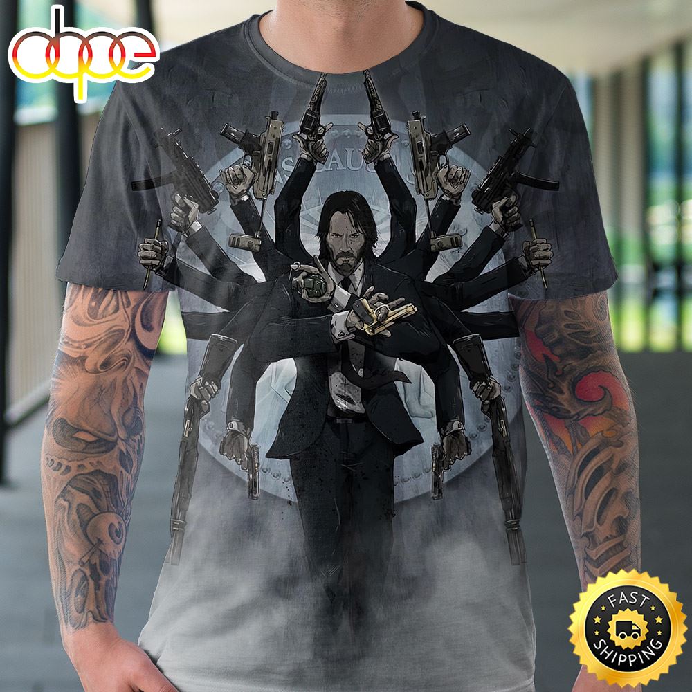 Action Figure John Wick Poster All Over Print Shirt 1