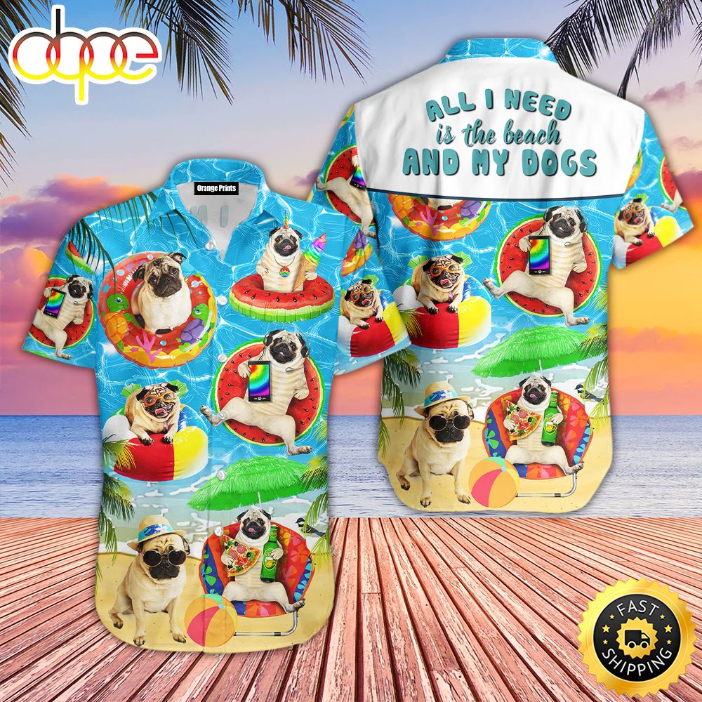 All I Need Is The Beach And My Dogs Hawaiian Shirts Men Dog Hawaiian Shirt Best Gifts For Dog Lovers 1