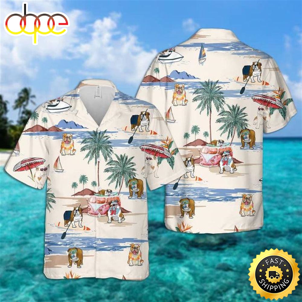 American Bulldog Summer Beach Hawaiian Shirts Men Dog Hawaiian Shirt Best Gifts For Dog Lovers 1