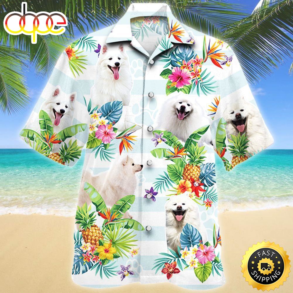 American Eskimo Dog Tropical Flower Hawaiian Shirts Men Dog Hawaiian Shirt Best Gifts For Dog Lovers 1