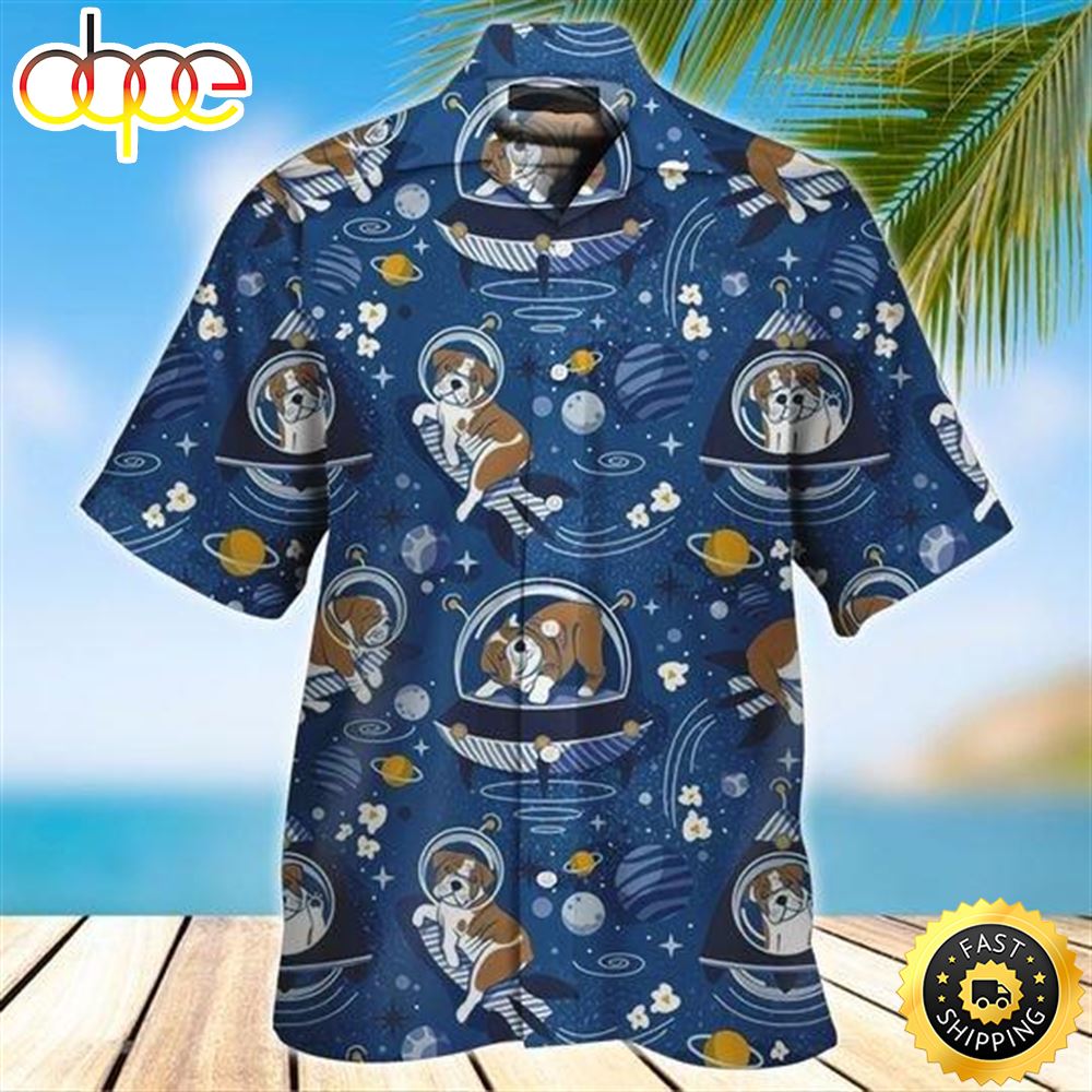 Astronaut Dog English Bulldog Hawaiian Shirts Men Dog Hawaiian Shirt Best Gifts For Dog Lovers 1