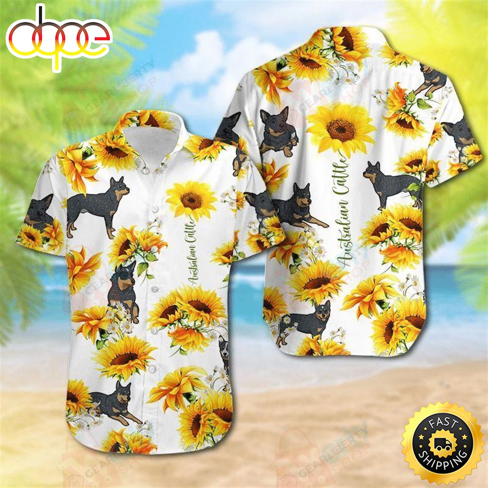 Australian Cattle Dog With Sunflower Hawaiian Shirts Men Dog Hawaiian Shirt Best Gifts For Dog Lovers 1