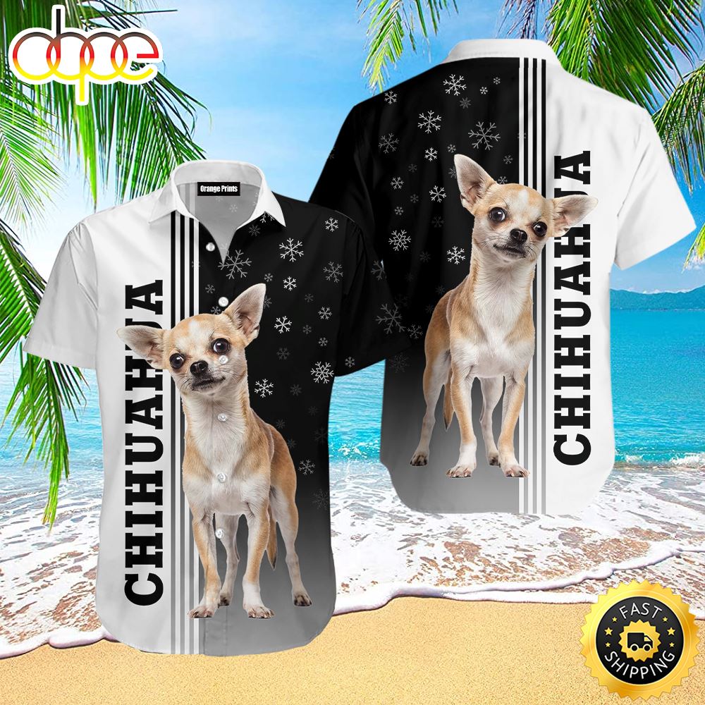 Awesome Chihuahua With Snow Pattern Hawaiian Shirts Men Dog Hawaiian Shirt Best Gifts For Dog Lovers 1