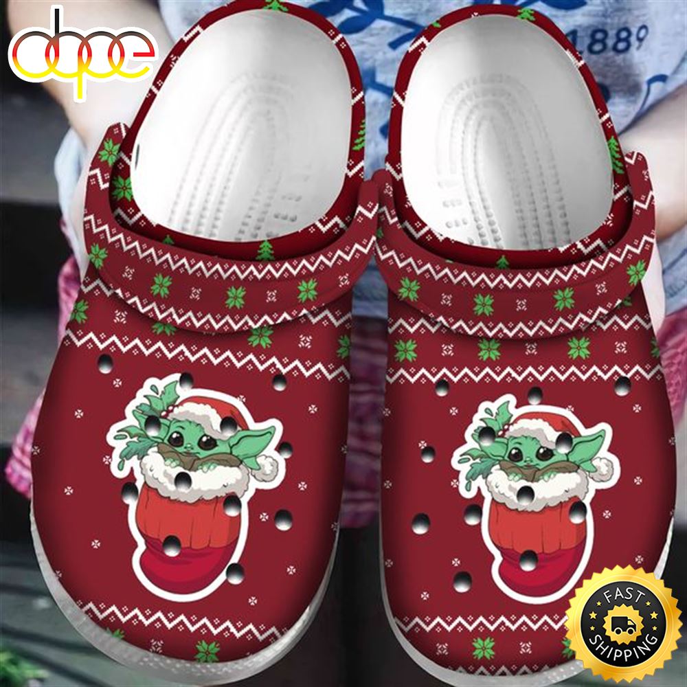 Baby Yoda In Socks Ugly Christmas Pattern Crocs Crocband Clog Shoes