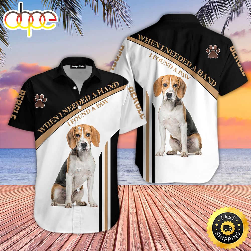 Beagle Dog When I Need A Hand I Found A Paw Hawaiian Shirts Men Dog Hawaiian Shirt Best Gifts For Dog Lovers 1
