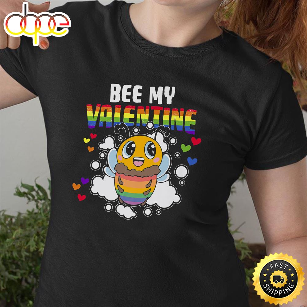 Bee My Valentine Bee LGBT Pride Month LGBTQ Rainbow Premium Valentines Day T Shirt
