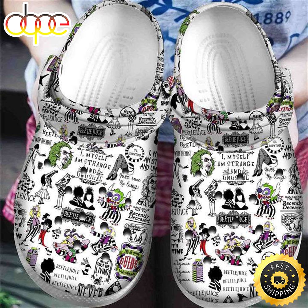 Beetle Juice Halloween Pattern Crocs Clogs Crocband Shoes ...