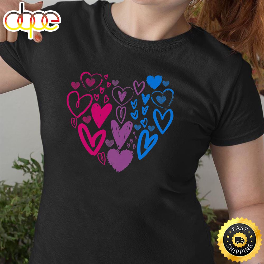 Bisexual Pride Hearts LGBTQ Bi Valentine Day Subtle LGBT Premium Valentines Day T Shirt