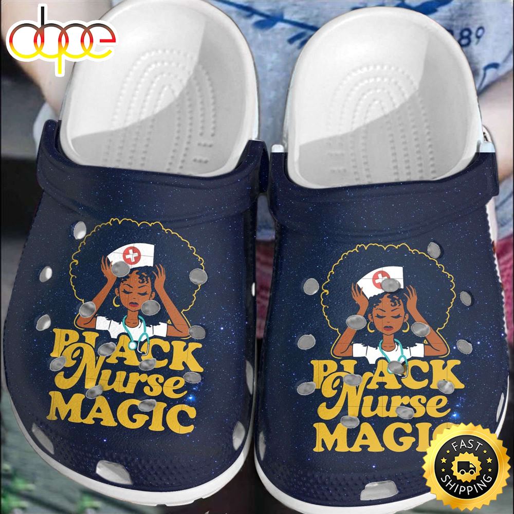 Black Nurse Magic Black Pride Crocs Crocband Clog Shoes