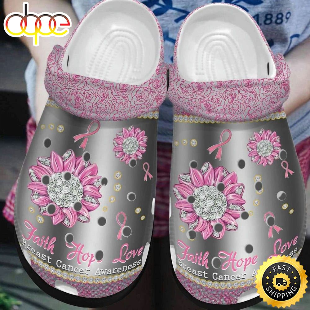 Breast Cancer Awareness Crocs Sunflower Jewelry Style Crocs Clogs Crocband Shoes