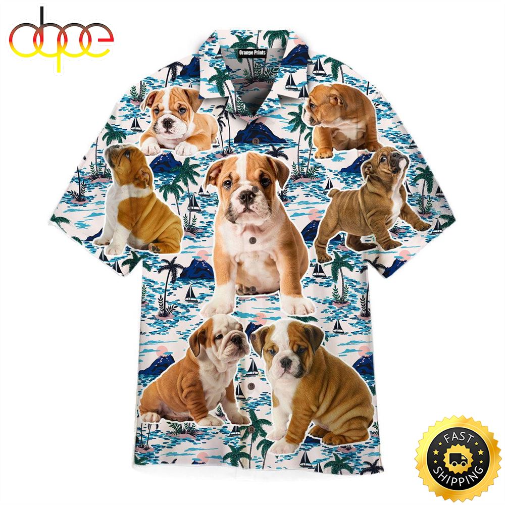 Bull Dog Puppy Hawaiian Shirts Men Dog Hawaiian Shirt Best Gifts For Dog Lovers 1
