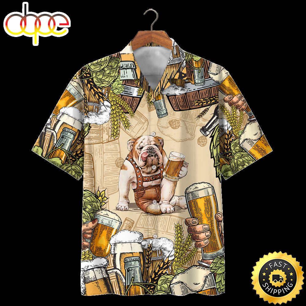 Bulldog And Beer Hawaiian Shirts Men Dog Hawaiian Shirt Best Gifts For Dog Lovers 1
