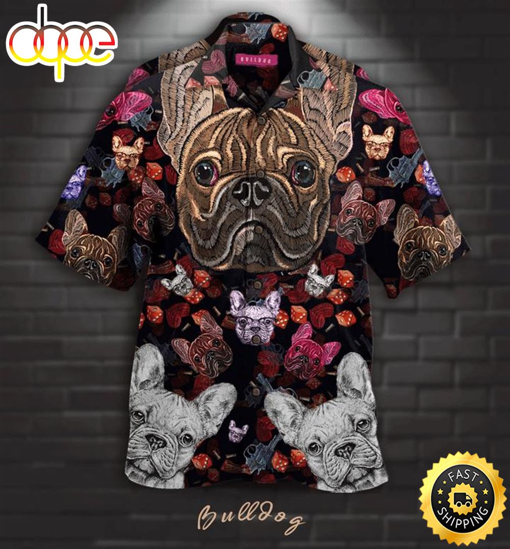 Bulldog Embroidery Hawaiian Shirts Men Dog Hawaiian Shirt Best Gifts For Dog Lovers 1