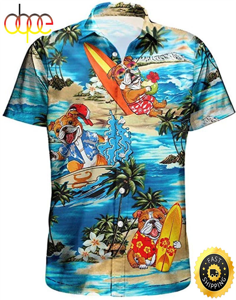 Bulldog On The Beach Hawaiian Shirts Men Dog Hawaiian Shirt Best Gifts For Dog Lovers 1