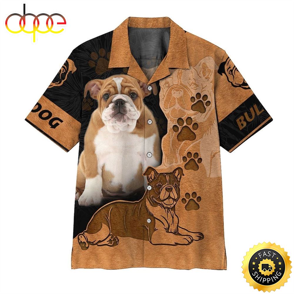 Bulldog Paw Pattern Hawaiian Shirts Men Dog Hawaiian Shirt Best Gifts For Dog Lovers 1